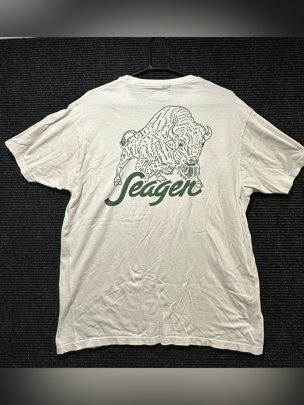 Seager Co American Bison Buffalo Graphic T-Shirt Mens Large Off White Western